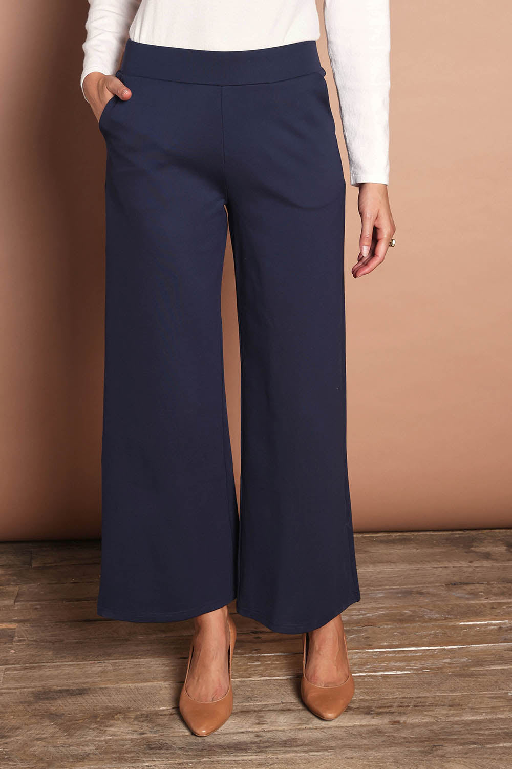 The Wide Leg Ponte Pant - Darknavy