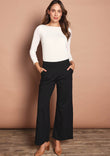 The Wide Leg Ponte Pant - Jetblack