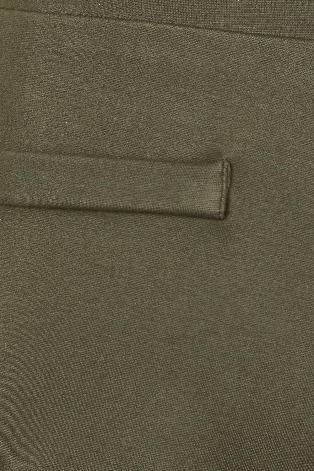 Product shot of The Wide Leg Ponte Pant in colour Khakigreen (Green), detail