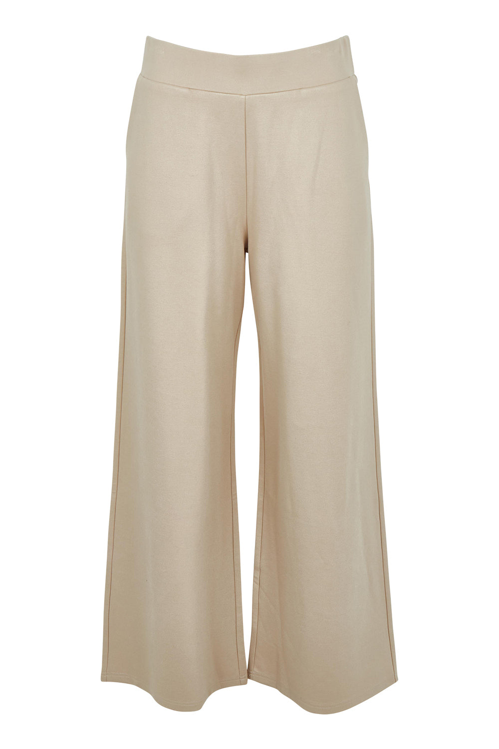 Product shot of The Wide Leg Ponte Pant in colour Sand, from the front