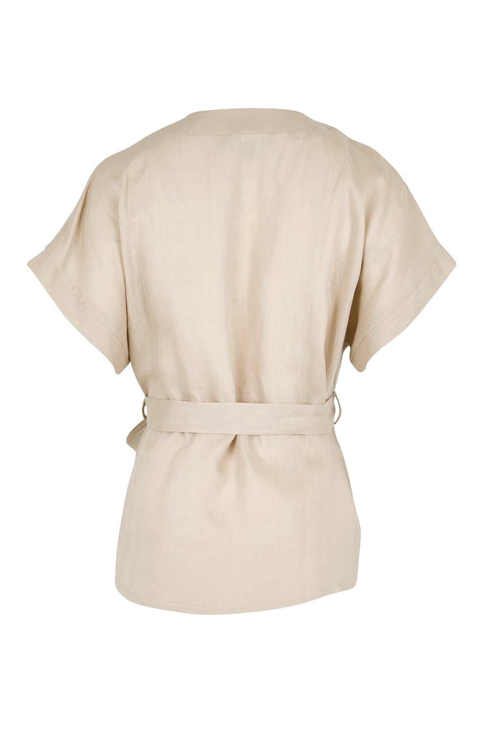 Product shot of the The Linen Tencel Kimono Top - Oatmeal in colour Oatmeal, from the back