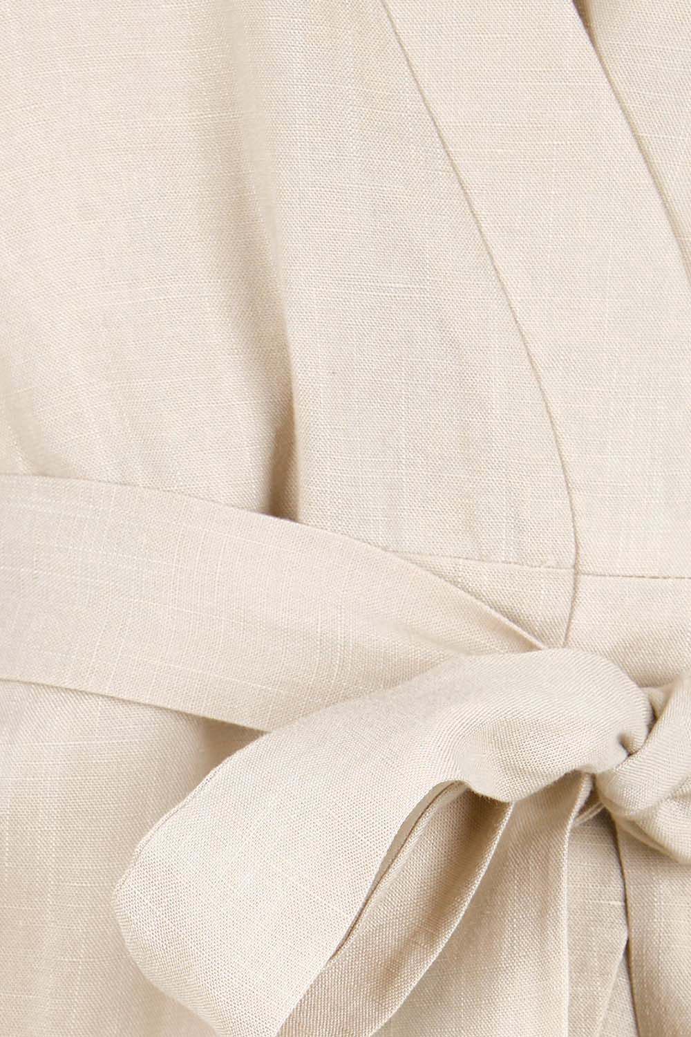 Product shot of the The Linen Tencel Kimono Top - Oatmeal in colour Oatmeal, showing detail