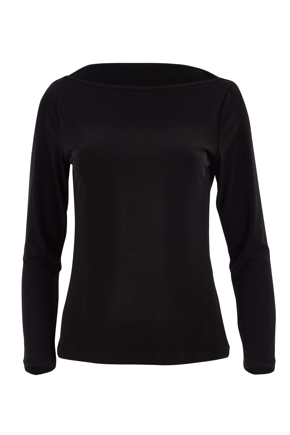 Product shot of The Boat Neck Top in colour Black (Black), from the front