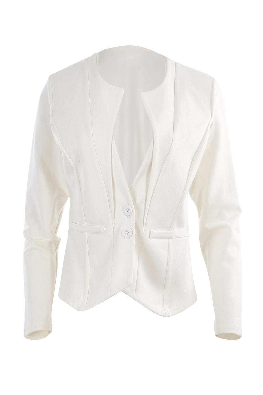 Product shot of The Define Ponte Jacket in colour Ivory (White), from the front