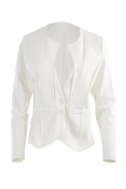 Product shot of The Define Ponte Jacket in colour Ivory (White), from the front