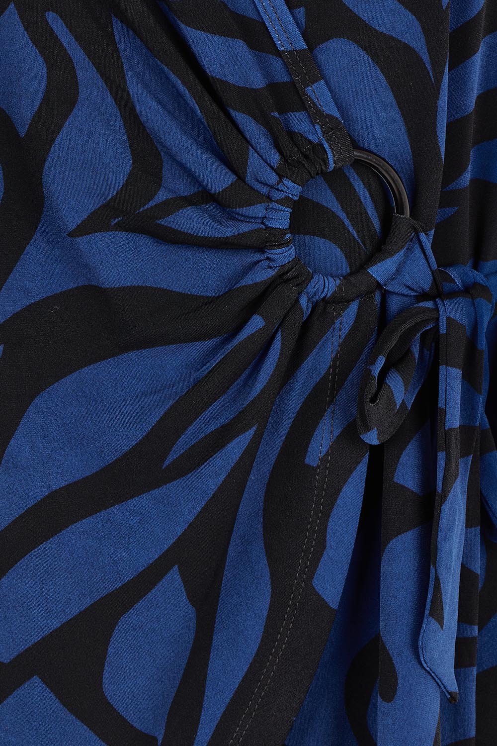 Product shot of The Printed Side Ring Detail Blouse in colour Bluevines (Blue), detail
