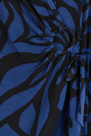Product shot of The Printed Side Ring Detail Blouse in colour Bluevines (Blue), detail