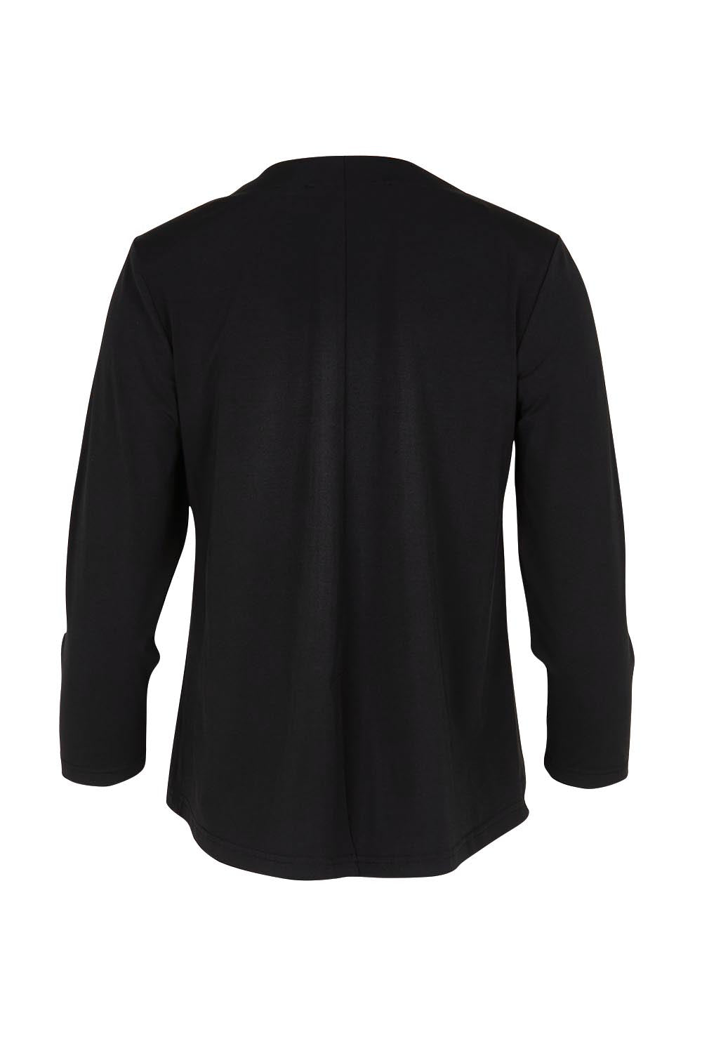 Product shot of the The Modern Shrug – Black in colour Black, from the back