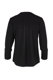 Product shot of the The Modern Shrug – Black in colour Black, from the back