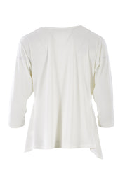 Product shot of The Drape Cardi in colour Ivory (White), from the back
