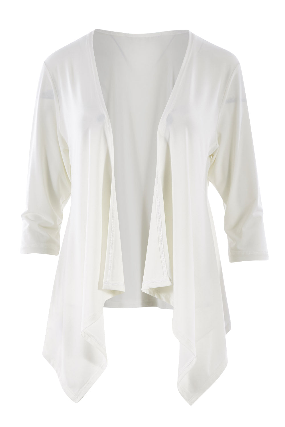 Product shot of The Drape Cardi in colour Ivory (White), from the front