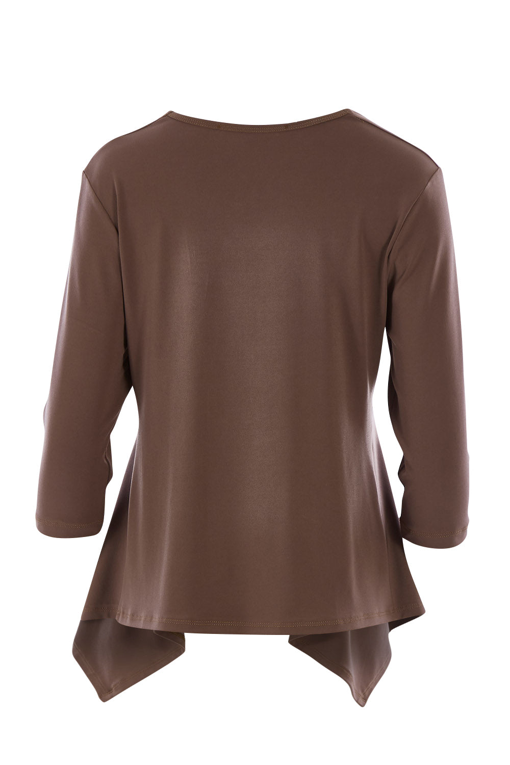 Product shot of The Drape Cardi in colour Mocha, from the back