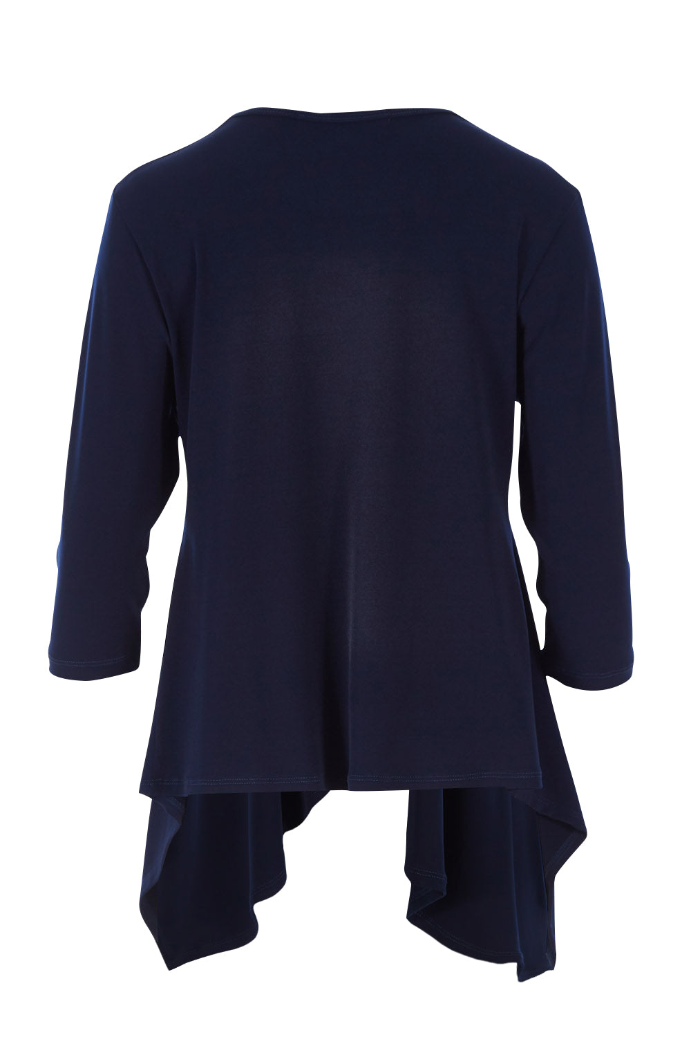 Product shot of The Drape Cardi in colour Navy (Blue), from the back