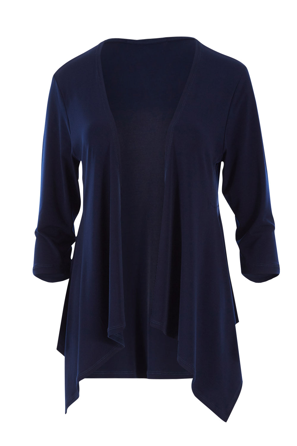 Product shot of The Drape Cardi in colour Navy (Blue), from the front