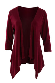 Product shot of The Drape Cardi in colour Port (Purple), from the front