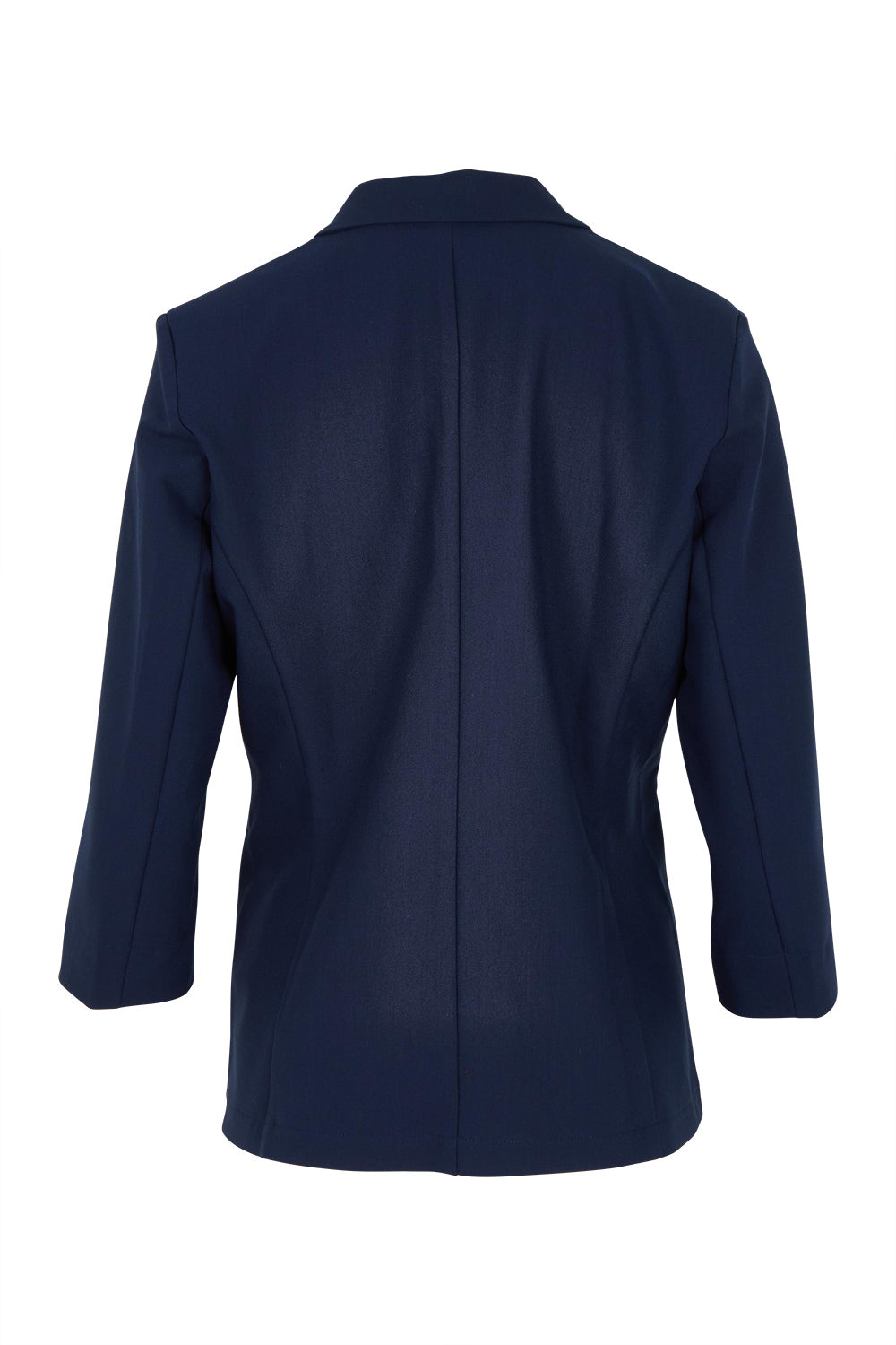 Product shot of The Contrast Inner Cuff Blazer in colour Navy (Blue), from the back