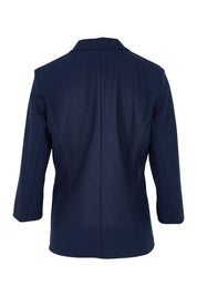 Product shot of The Contrast Inner Cuff Blazer in colour Navy (Blue), from the back