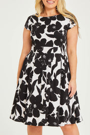 Preloved The Pleated Cotton Stretch Dress - Blkfloral