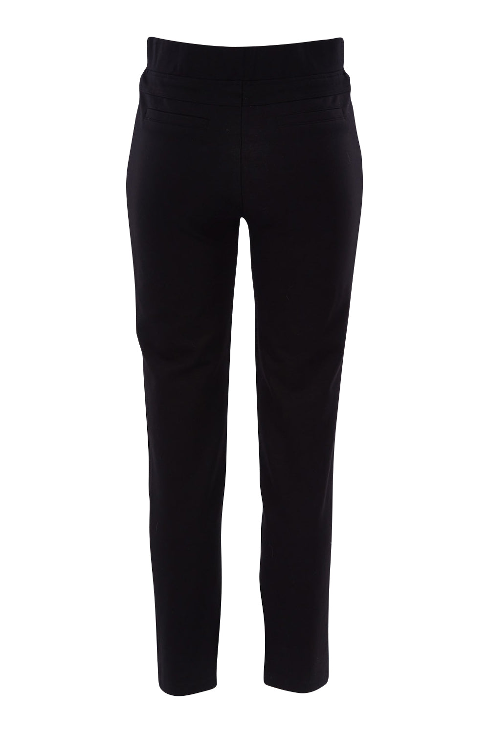 Product shot of The High Rise Pull On Ponte Pant in colour Black (Black), from the back