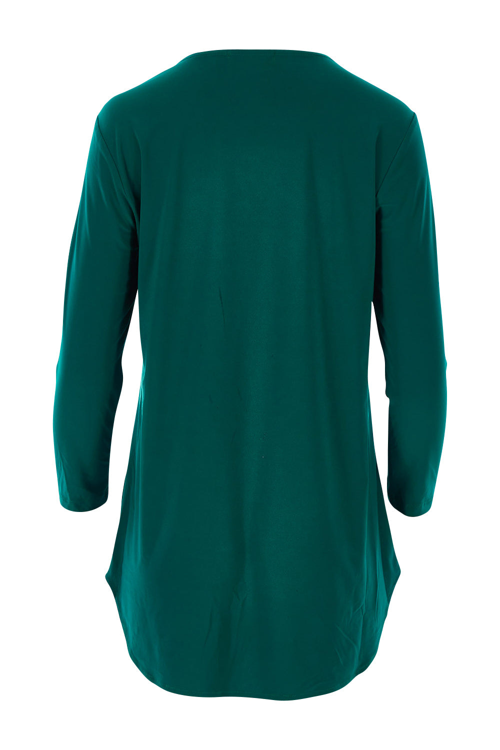 Product shot of The Fold Detail Blouse in colour Forest (Green), from the back