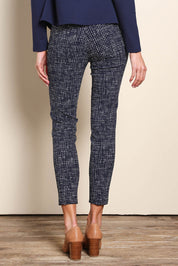 Model Madelinec wearing size 10 of the The Printed Stretch Pull On Pant – Matrix in colour Matrix, from the back