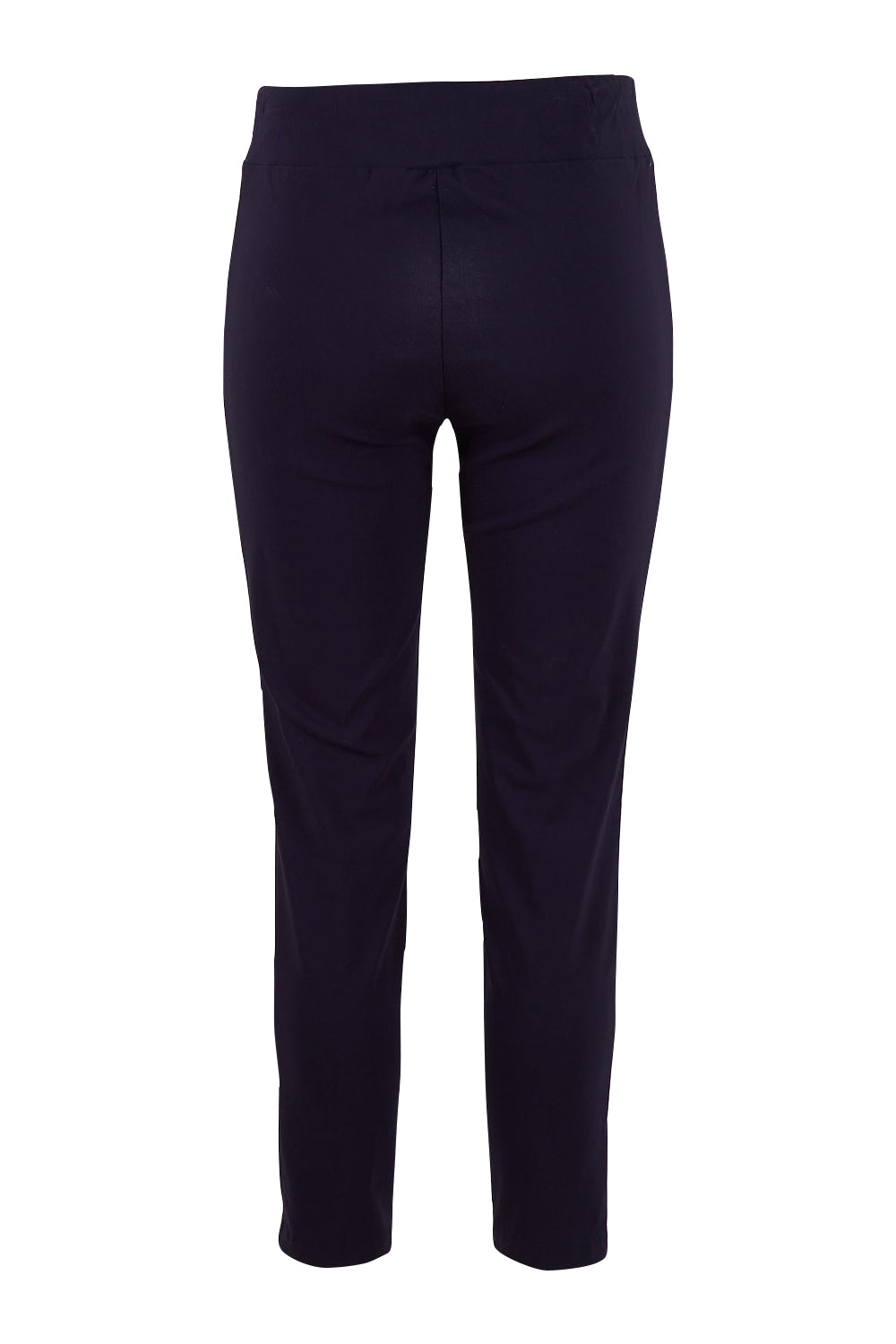 Product shot of The Stretch Career Pull On Pant in colour Navy (Blue), from the back