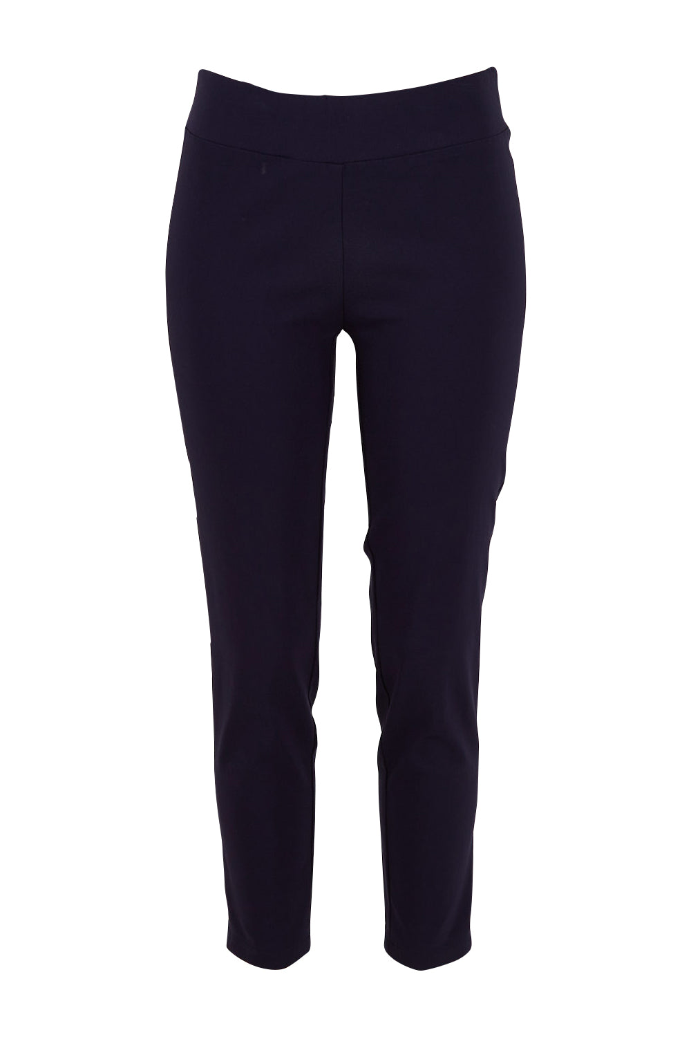 Product shot of The Stretch Career Pull On Pant in colour Navy (Blue), from the front