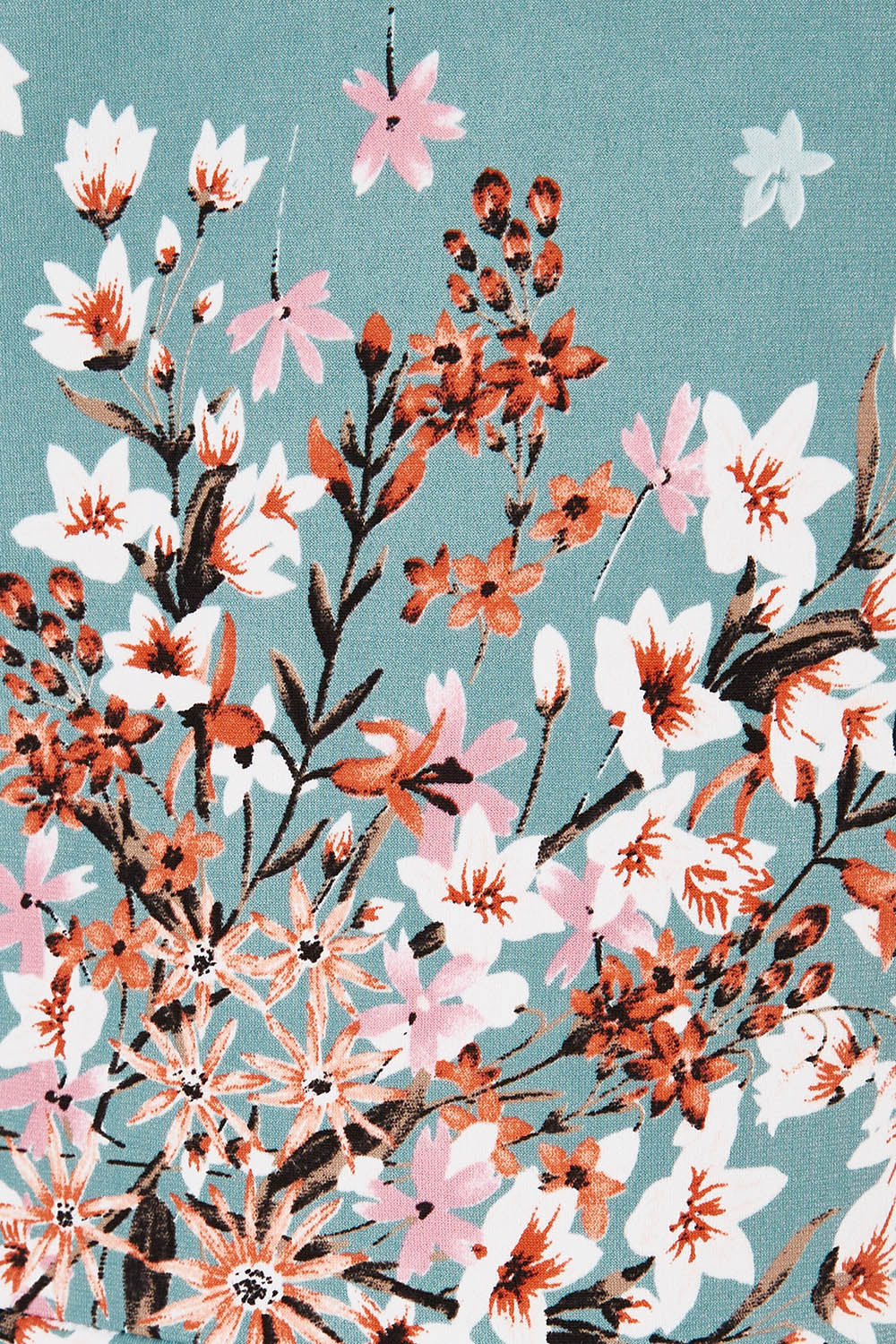 Product shot of The Printed Knot Waist Detail Dress in colour Fiori (Blue), detail