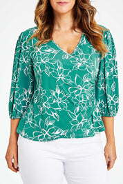 Preloved The Printed Blouson Sleeve Blouse - Floral
