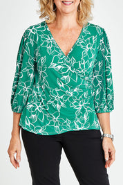 Preloved The Printed Blouson Sleeve Blouse - Floral