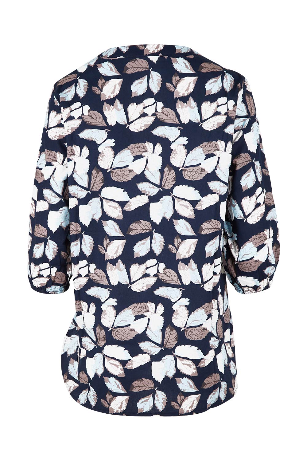 Product shot of The 3/4 Sleeve Cotton Shirt in colour Leaf (Blue), from the back