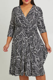 Preloved The 3/4 Sleeve Printed Jersey Dress - Leaf