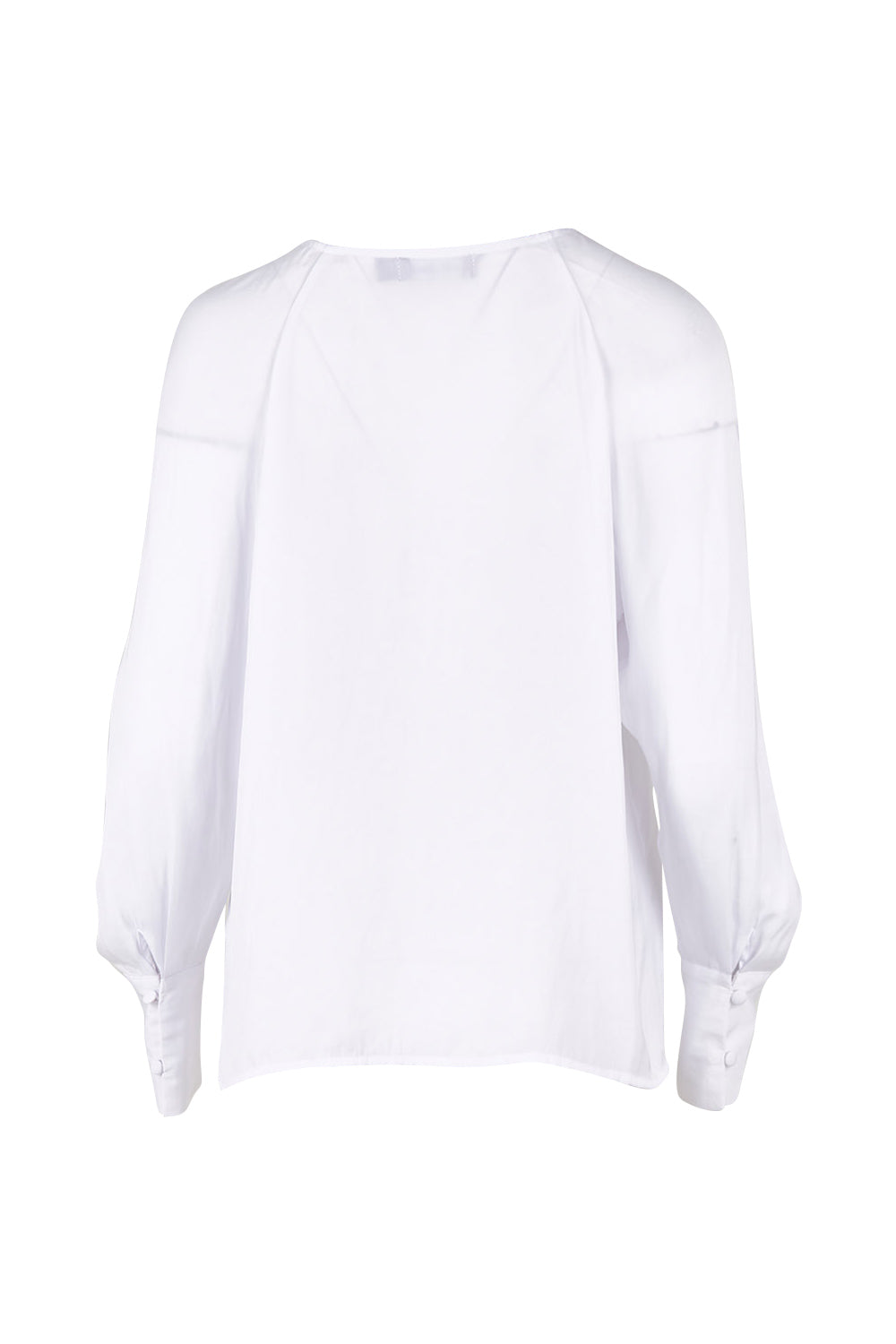 Product shot of The Pleated Raglan Sleeve Blouse in colour White (White), from the back