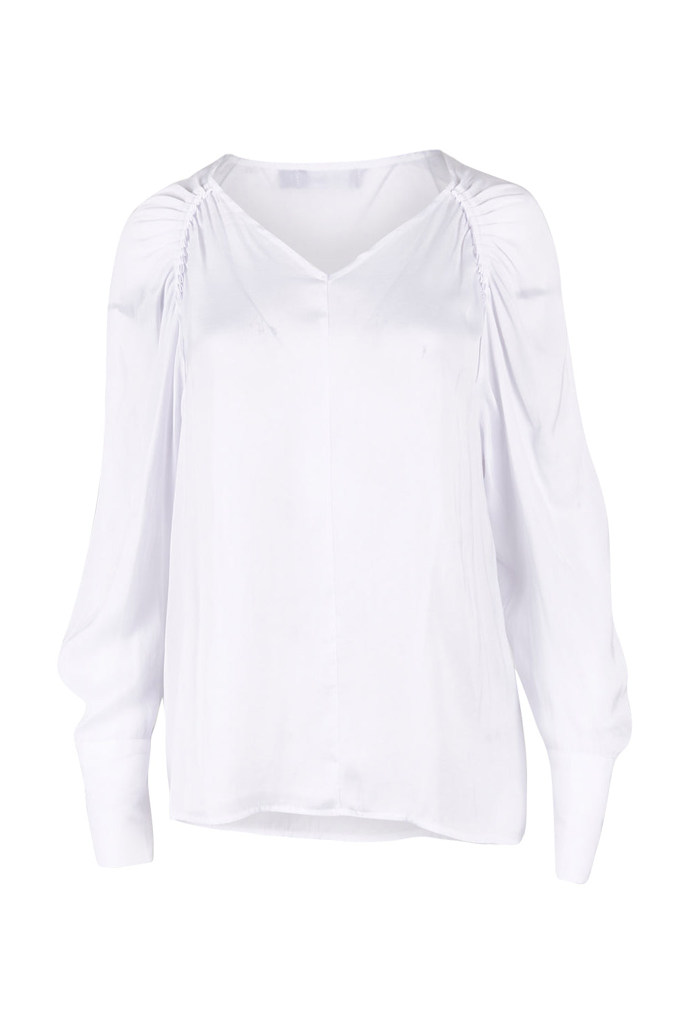 Product shot of The Pleated Raglan Sleeve Blouse in colour White (White), from the front