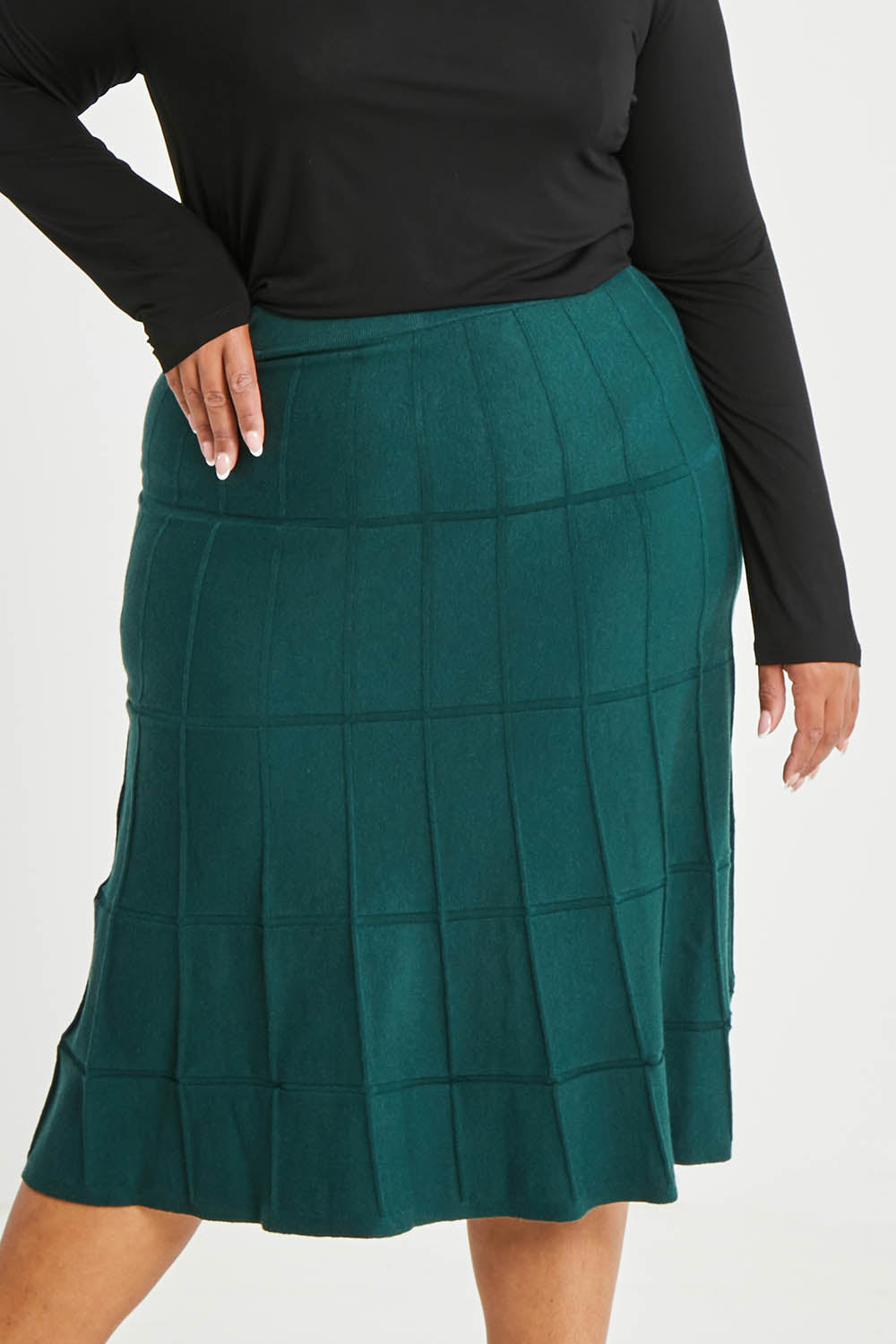 Preloved The Midi Textured Knit Skirt - Tealgreen