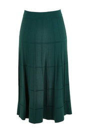 Product shot of The Midi Textured Knit Skirt in colour Tealgreen (Green), from the back