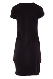 Product shot of The Short Sleeve Rita Dress in colour Black (Black), from the back