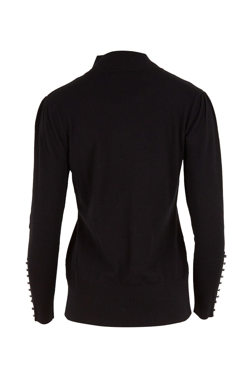Product shot of The Button Detail Knit Jumper in colour Black (Black), from the back