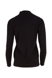 Product shot of The Button Detail Knit Jumper in colour Black (Black), from the back