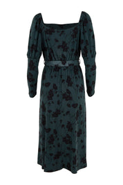 Product shot of The Square Neck Dress in colour Poppy (Green), from the back