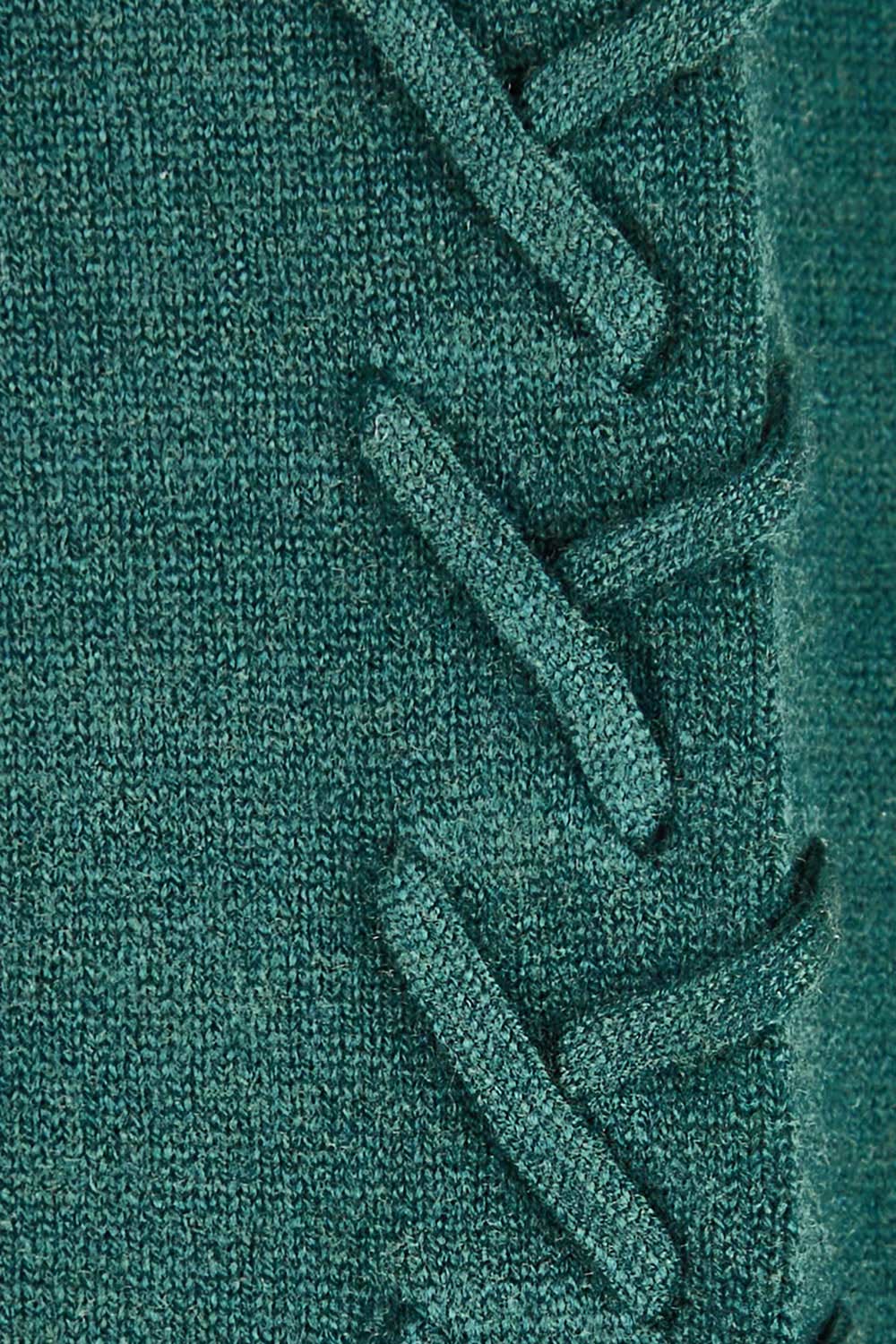 Preloved The Lacing Detail Knit Jumper - Tealgreen