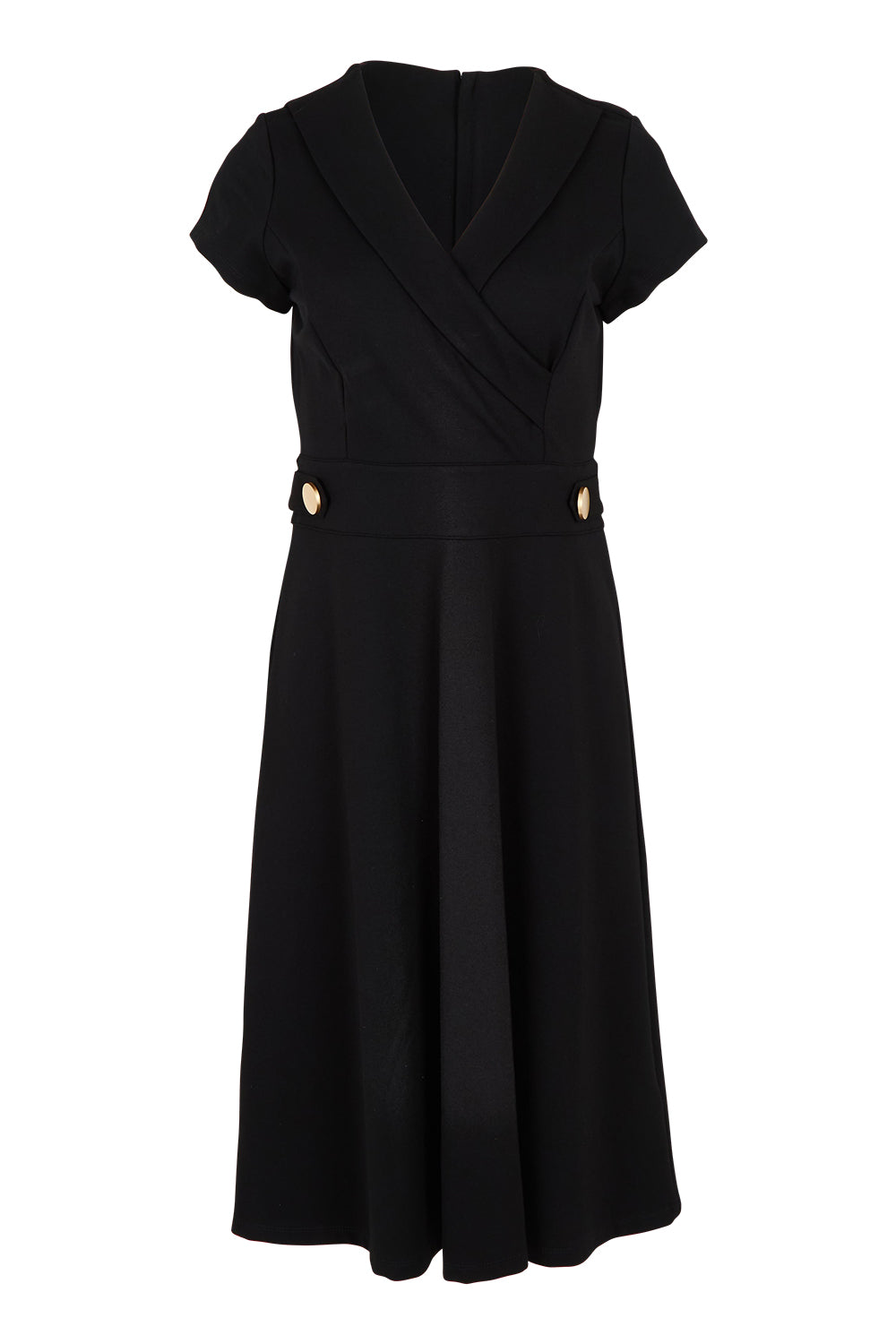 Preloved The Cap Sleeve Ponte Lapel Dress - Black