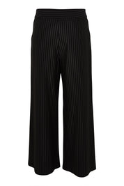 Product shot of The Stripe Ponte Wide Leg Pant in colour Tanstripe (Black), from the back
