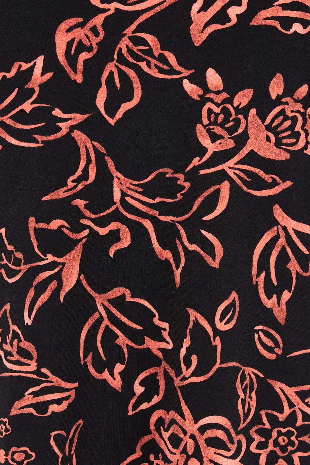 Product shot of The Printed Boat Neck Blouse in colour Emberfleur (Black), detail
