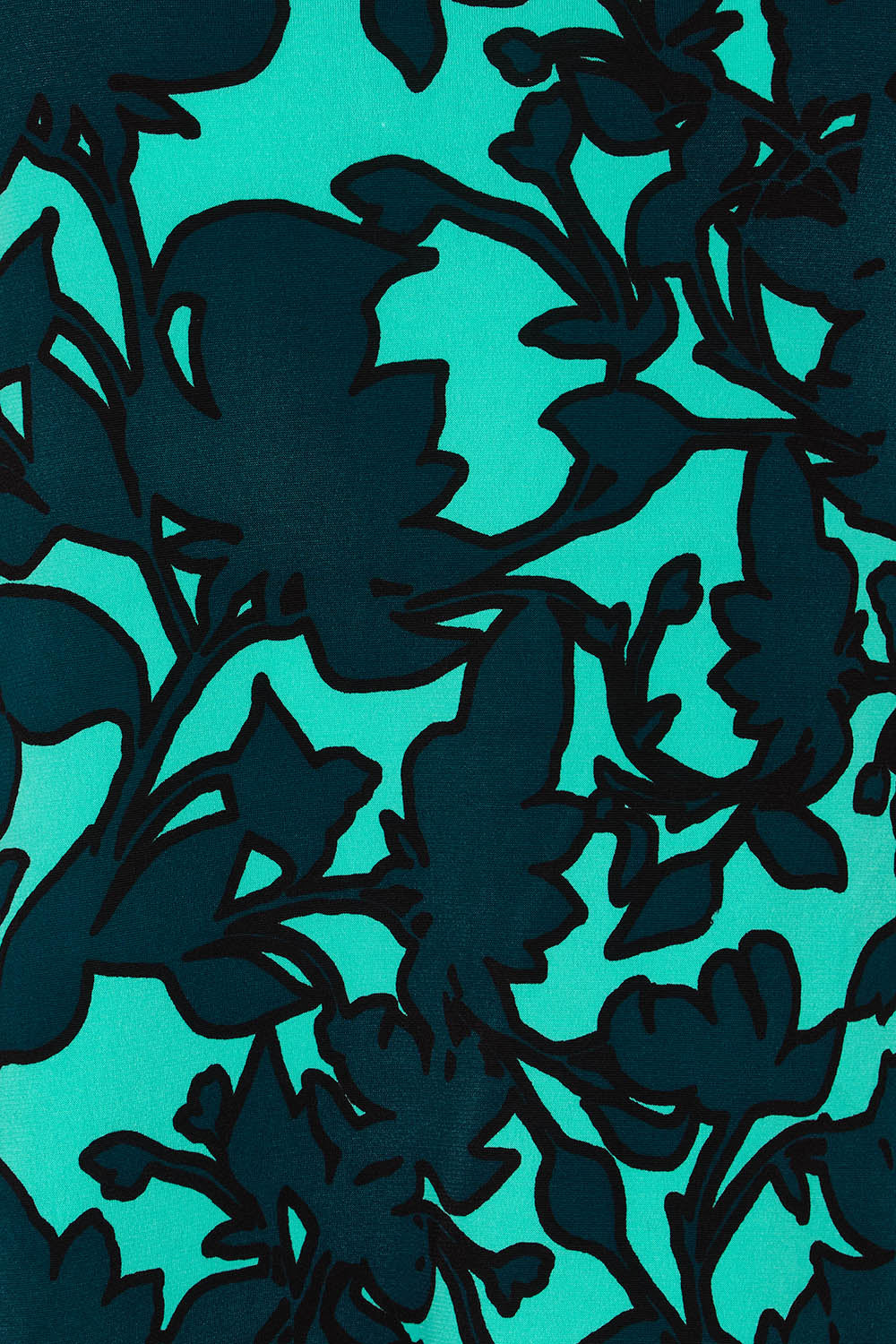 Product shot of The Printed Boat Neck Blouse in colour Tealfleur (Green), detail