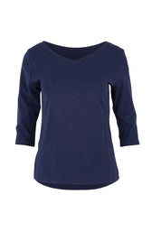 Product shot of The Reversible Cotton Stretch Top in colour Navy (Blue), from the front