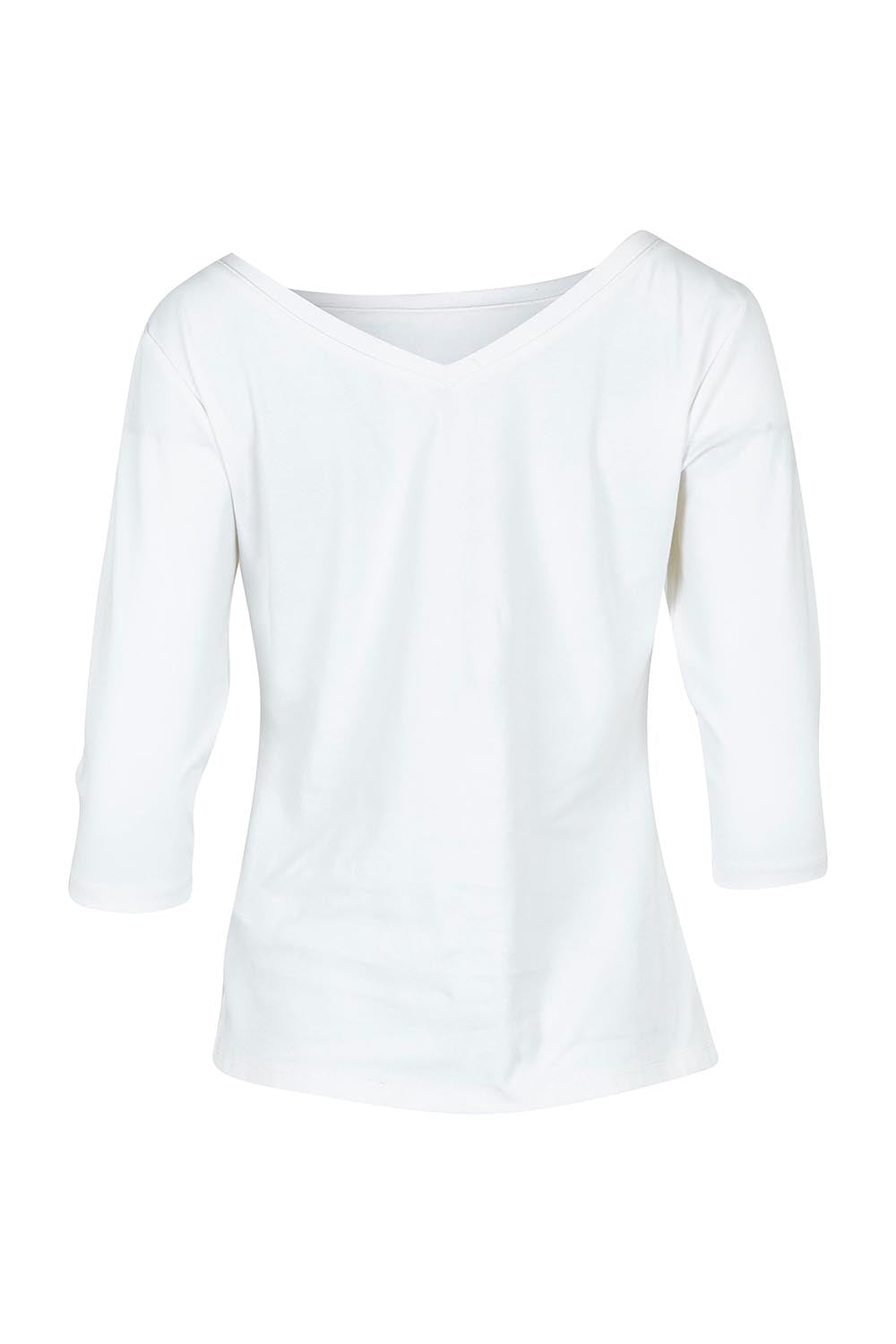 Product shot of The Reversible Cotton Stretch Top in colour White (White), from the back