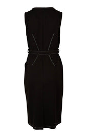 Product shot of The Contrast Stitching Ponte Dress in colour Black (Black), from the back