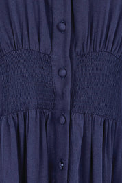 Product shot of the The Shirred Waist Detail Dress - Navyblue in colour Navyblue, showing detail