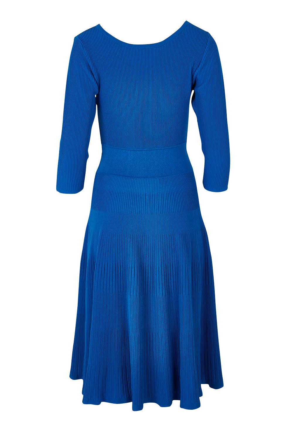 Product shot of The 3/4 Sleeve Reversible Knit Dress in colour Royalazure (Blue), from the back